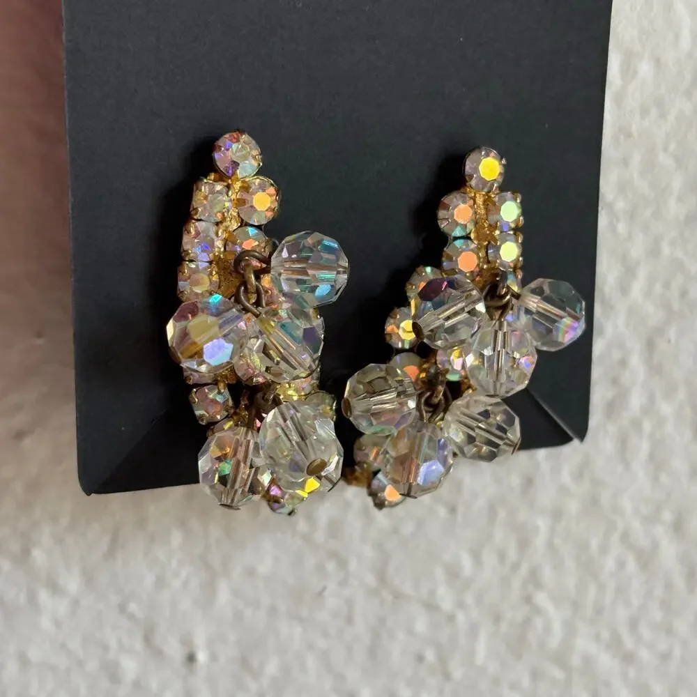 B29 Vintage Juliana Cha Cha‎ Earrings Women AB Crystal Wedding Statement - Picture 12 of 12
